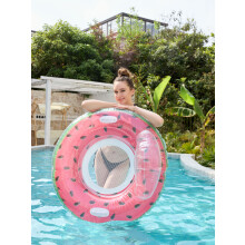 (Watermelon sequined backrest swim ring 120*120) Inflatable Water Floating Bed Adult Swim Ring Water Ride Foldable Lounge Chair