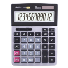 Desktop Calculator - BR - 12-Digit Model - Large LCD Screen - Dual Power - Gray