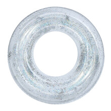 (80# Suitable for teenagers, fully transparent sequins - silver) Adult Child Swim Ring Thickened PVC Life Buoy Sequin Cartoon Underarm Swim Ring