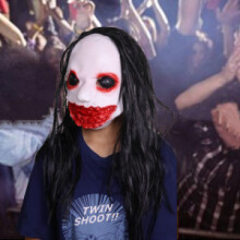 (Big Red-Mouthed Ghost) Human & Animal Head Mask Set, Scary Funny Halloween Cosplay