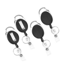 Retractable Badge Holder - 4 pcs - Black - Carabiner - Retractable Cord