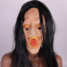 (Fanged female ghost) Human & Animal Head Mask Set, Scary Funny Halloween Cosplay