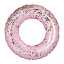 (70# Suitable for children aged 5-9, semi-transparent glitter pink) Adult Child Swim Ring Thickened PVC Life Buoy Sequin Cartoon Underarm Swim Ring