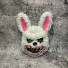 (Bloodstained Rabbit Mask) Human & Animal Head Mask Set, Scary Funny Halloween Cosplay