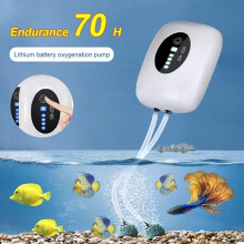 Aquarium Air Pump, USB Rechargeable, 2W, Dual Outlet, Quiet Operation, High-Performance Oxygen Pump