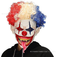 (Long-tongued clown) Human & Animal Head Mask Set, Scary Funny Halloween Cosplay