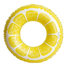 (90# Fruit Ring - Lemon (Yellow)) PVC Inflatable Fruit Swim Ring for Adults & Kids, Thickened Water Toy, Underarm Ring 