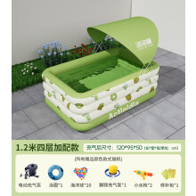 (1.2-meter four-layer plus configuration (with canopy)) Children's Inflatable Pool, Extra Large Thickened for Home, Outdoor Family Kids Baby Pool