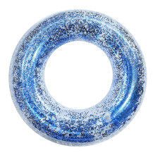 (90# Suitable for adults, fully transparent sequins - blue) Adult Child Swim Ring Thickened PVC Life Buoy Sequin Cartoon Underarm Swim Ring
