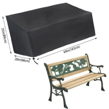 Telo di copertura per panca a 3 posti, copertura per mobili da giardino, tessuto Oxford 210D, nero, resistente alle intemperie.