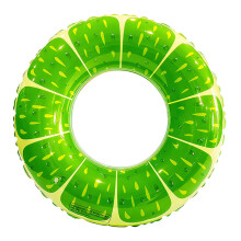 (80# Fruit Ring - Lemon (Green)) PVC Inflatable Fruit Swim Ring for Adults & Kids, Thickened Water Toy, Underarm Ring 