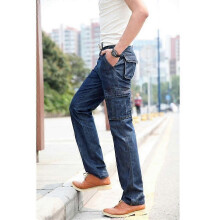 (33, dark blue) Cargo Jeans Men Big Size 29-44 Casual Military Multi-pocket Jeans Male Clothes 2024 New High Quality