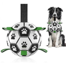 Pallone da calcio interattivo per cani con linguette di presa, resistente giocattolo per il tiro alla fune per cuccioli, giocattolo gal