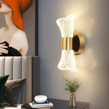 Applique da parete a LED dimmerabile da 12W, design a clessidra dorata, 3 temperature di colore, lampada moderna per interni, 22 x 10 x 8 cm