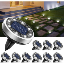 Lot de 10 lampes solaires de sol, lampes LED étanches pour jardin, terrasse et allée, blanc froid, 5,5 x 5,5 cm