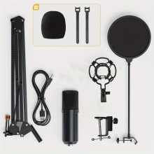 (USB700-2) Professional USB Microphone, 192KHZ/ 24Bit Plug-and-play PC Computer Podcast Condenser Heart-shaped Metal Cantilever