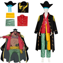 (24099 Blackbeard XXL) One Piece Blackbeard Cosplay Costume, Halloween Anime Blackbeard Full Set