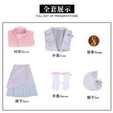 (Wicked Witch - Pink Striped School Uniform [Full Set] XXL) Wicked Elphaba Glinda Cosplay Costume