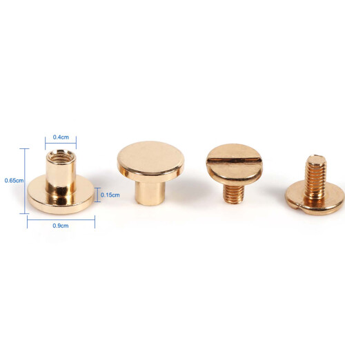 10x Solid Brass Screw Studs for Belts 2