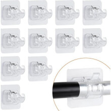Self-Adhesive Curtain Rod Brackets, Transparent, 12 Pieces, 6 x 6 cm, Strong Hold for Home Use