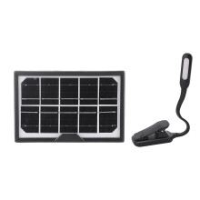 5V Solar-Klemmtischlampe, wiederaufladbare, tragbare Buchlampe mit einstellbarer Helligkeit und 3 Lichtfarben