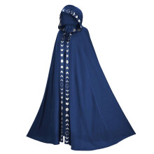 (Blue (One Size)) Lace Hooded Cloak Cape Poncho Medieval Renaissance Halloween Cosplay Performance Costume