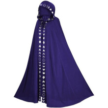 (Purple XL) Lace Hooded Cloak Cape Poncho Medieval Renaissance Halloween Cosplay Performance Costume