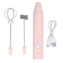Mousseur à lait électrique sans fil, mélangeur à crème automatique avec 2 têtes de fouet à œufs, outil de cuisine portable