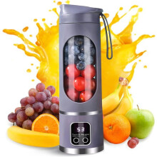 Prenosný elektrický odšťavovač na citrusy, 12 čepelí, digitálny displej, 3 režimy, jednoduché čistenie, fialový
