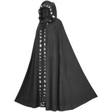 (Black, one size fits all) Lace Hooded Cloak Cape Poncho Medieval Renaissance Halloween Cosplay Performance Costume