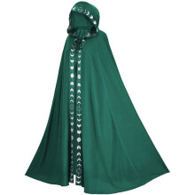 (Green (One Size)) Lace Hooded Cloak Cape Poncho Medieval Renaissance Halloween Cosplay Performance Costume