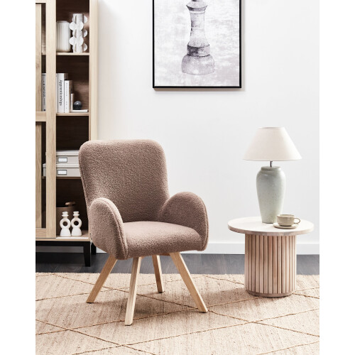 Beliani Armchair BJARN Boucle Brown 1