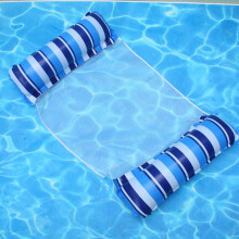 (Dark blue and light blue mixed float) Inflatable Hammock Pool Water Play Folding Lounger Floating Bed Mesh Float Raft