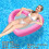 (Heart-shaped Inflatable Float - Pink Inflatable Float) Pink Star Water Floating Bed, Pool Play Single Thickened PVC Cartoon Large Inflatable Float 1