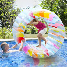 (Colored roller 160*160CM) Inflatable Water Floating Bed Adult Swim Ring Water Ride Foldable Lounge Chair