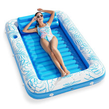 (Blue waterbed 178 x 117 cm) Inflatable Water Floating Bed Adult Swim Ring Water Ride Foldable Lounge Chair