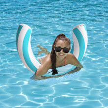 (Pink circular swim ring, 60*75cm) Inflatable Water Floating Bed Adult Swim Ring Water Ride Foldable Lounge Chair