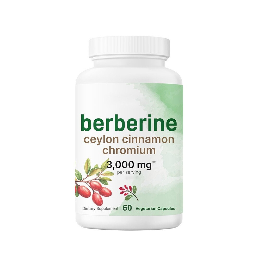 (1PC) Berberine with Ceylon Cinnamon & Chromium Supplement 3000mg Per Serving, 60 Capsules, Supports Metabolic & Blood Sugar Wellness