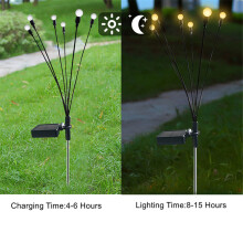 Solar Garden Ground Lamp 6-Head 2 Pack