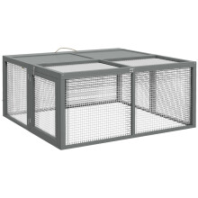 Cage pour petits animaux, clapier à lapins, toit à charnières, bois de sapin, 110 x 105 x 50 cm, gris
