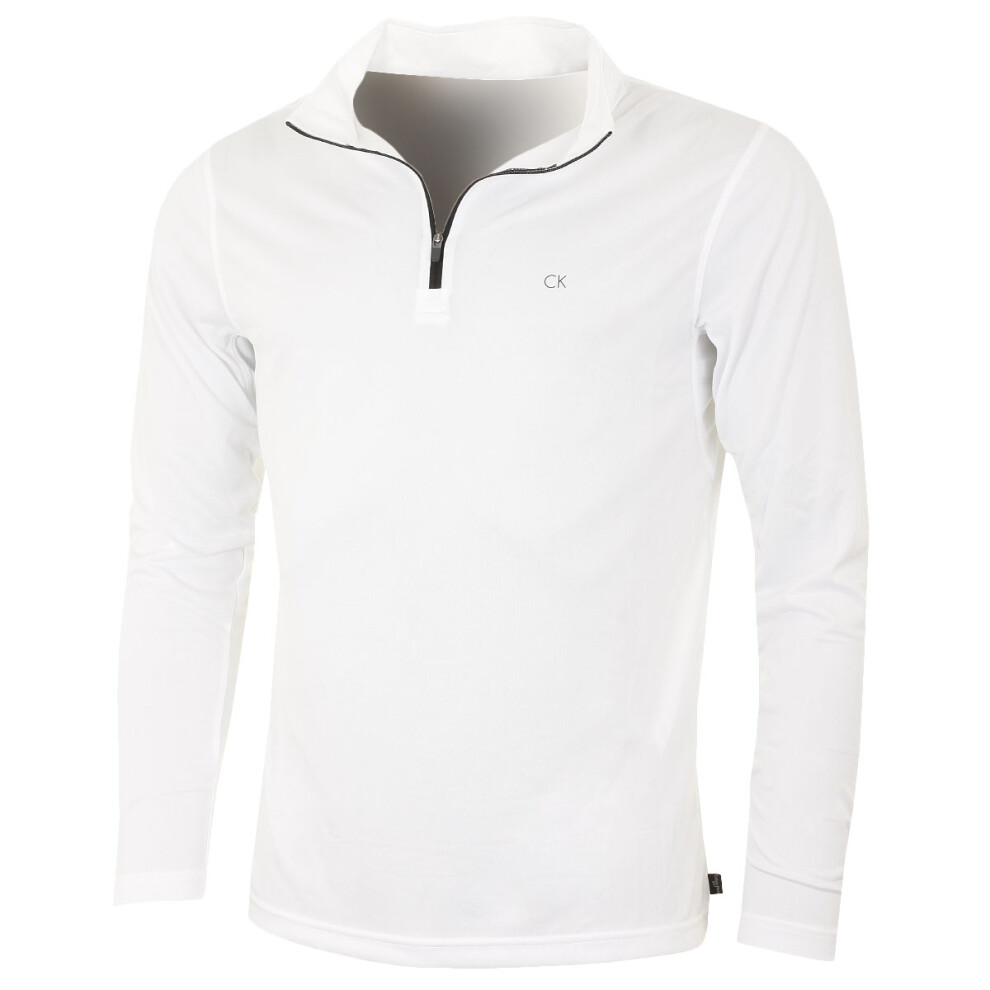 Calvin Klein (Xxxl, ) Mens 2026 Harlem 1/4 Zip Lightweight Technical Ck Golf Sweater White