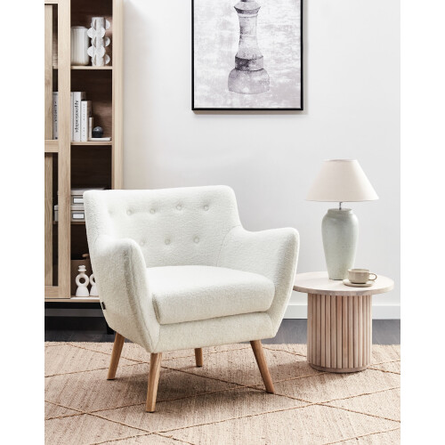 Beliani Armchair DRAMMEN Boucle White 1