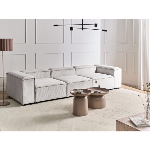 Beliani Modular Sofa 3 Seater ARDAL Off-White Corduroy 1