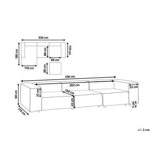 Beliani Modular Sofa 3 Seater ARDAL Off-White Corduroy 2