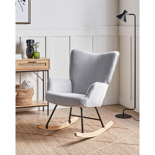 Beliani Rocking Chair ARSET Corduroy Light Blue 1