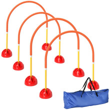 Agility-Set für Hunde, 4-teiliges Agility-Gerät mit 4 Türen in verstellbarer Breite, Tragetasche 100 x 19,5 x 95 cm, orange