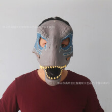 (The moving-mouth dinosaur "Two-Sided Blue") Human & Animal Head Mask Set, Scary Funny Halloween Cosplay