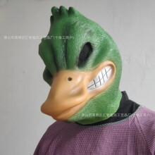 (Green Angry Duck) Human & Animal Head Mask Set, Scary Funny Halloween Cosplay