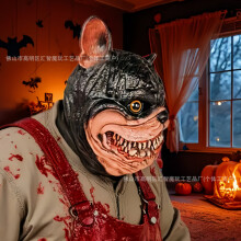 (Black Pug) Human & Animal Head Mask Set, Scary Funny Halloween Cosplay