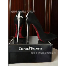 (Black velvet with silver hardware 39) Women's 10cm Stiletto High Heels, Pointed Toe, Shallow Mouth, Sword Detail, Plus Size, Premium Quality